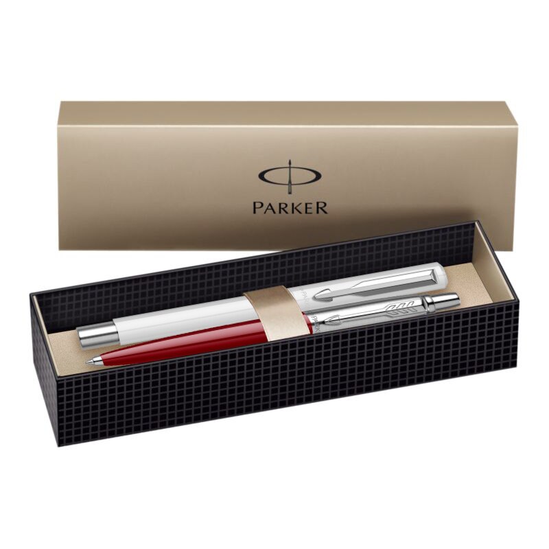 Set Parker Pix Jotter Royal Rosu & Roller Royal Vector Alb si Cutie cadou