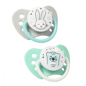Set 2 suzete anatomice din silicon BabyOno 1226/01, Verde 0-3 luni Set 2 suzete anatomice din silicon BabyOno 1226/01, Verde 0-3 luni