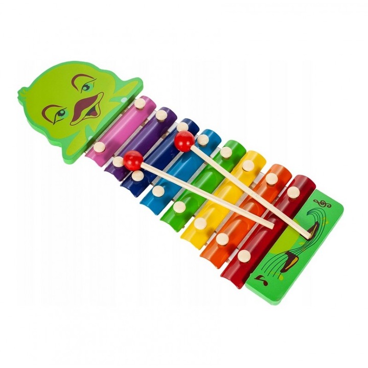 Музикална играчка MalPlay, дървен ксилофон, Ratusca, Multicolor
