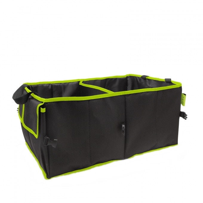 Organizator auto Motor Starter, pentru portbagaj, 3 compartimente, pliabil, cu maner, 55 x 38 x 28 cm, negru/verde