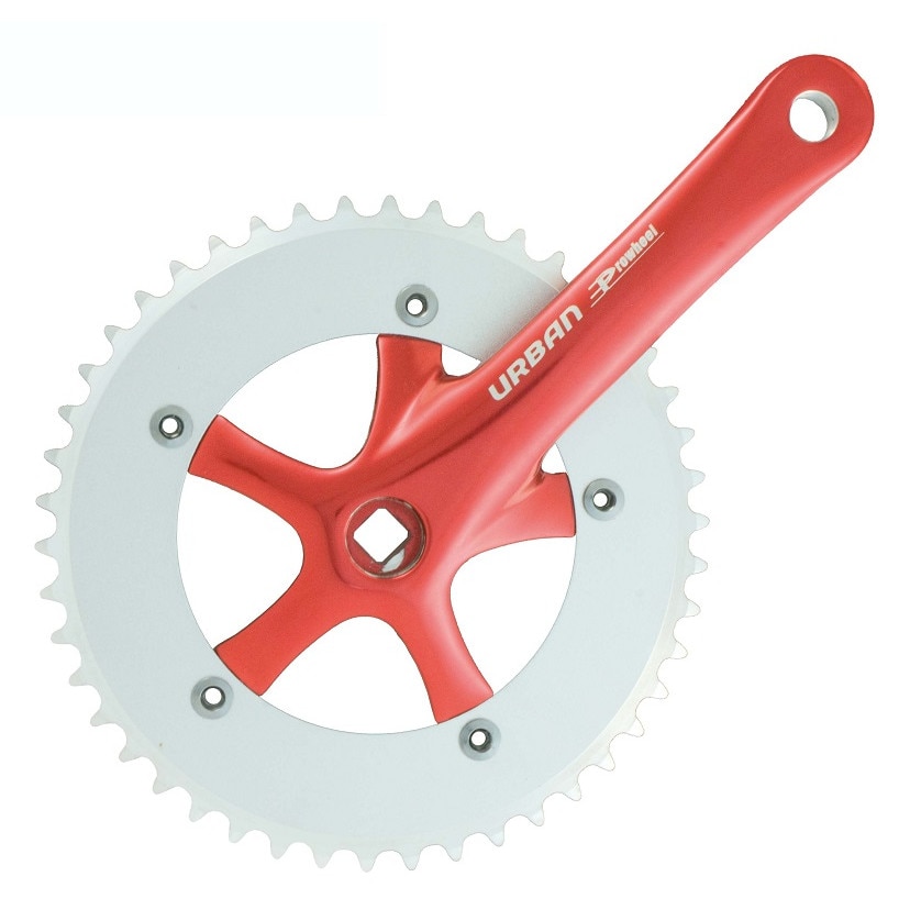 Pedalier Prowheel 46T ax patrat 1/2-1/8 brat 165mm aluminiu culoare rosu