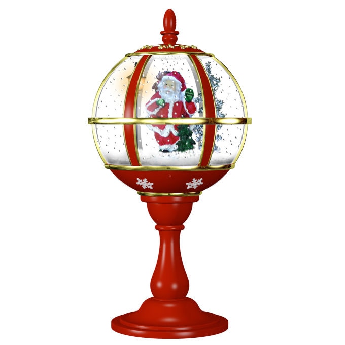 Felinar Muzical Wellberg, cu led si zapada artificiala, in forma de glob, de birou, Rosu, 5W