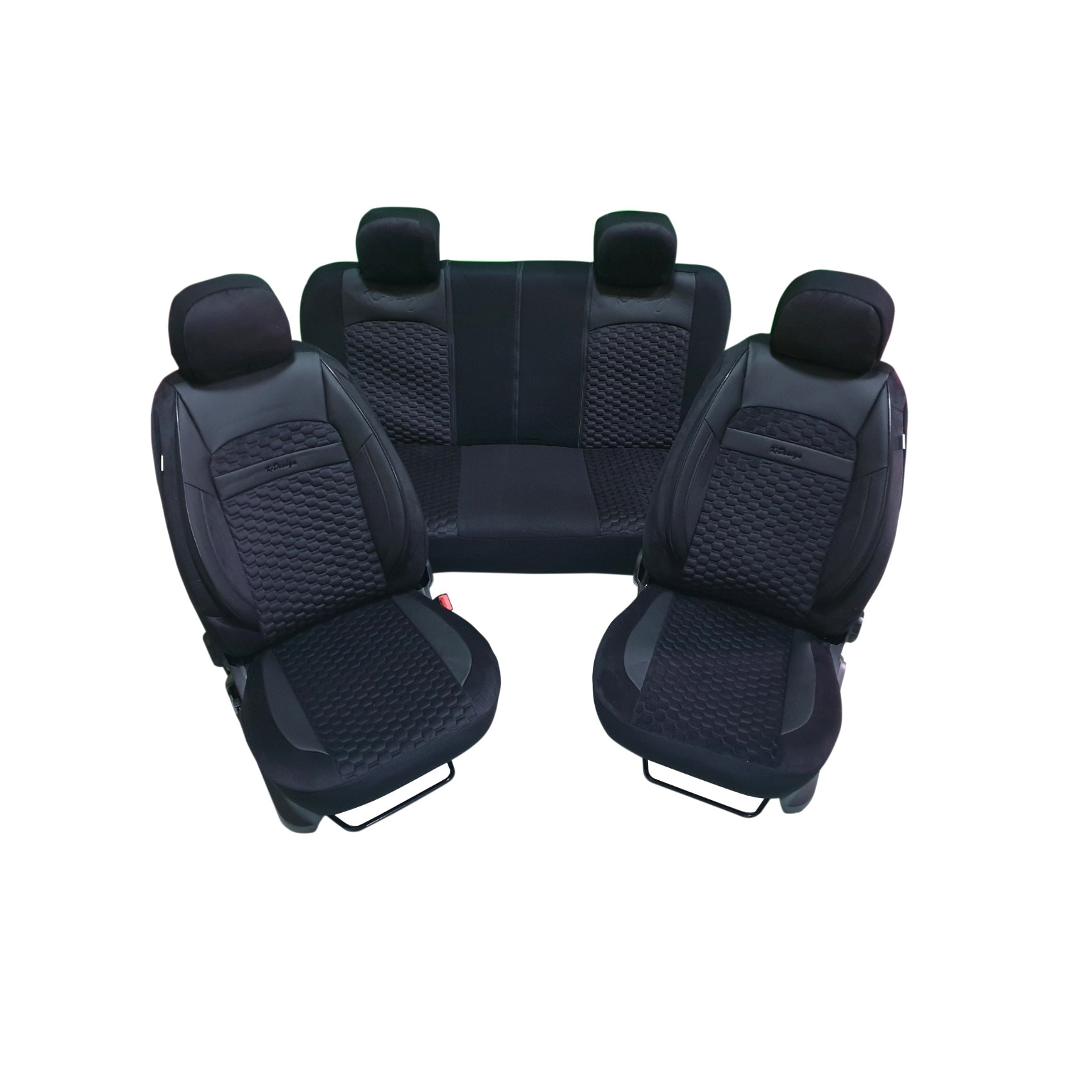 Set Complet Huse Scaune Auto Flexzon PREMIUM LUX Velur si Piele Ecologica Negru