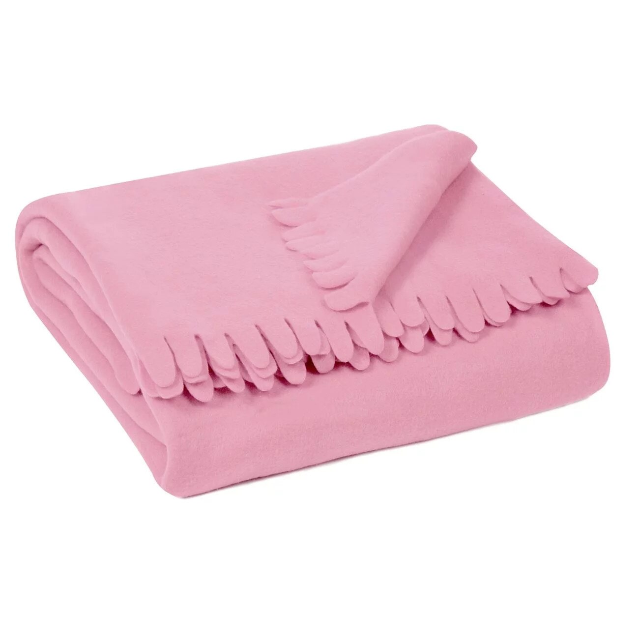 Patura Fleece, Zola®, 130 x 160, roz cu franjuri