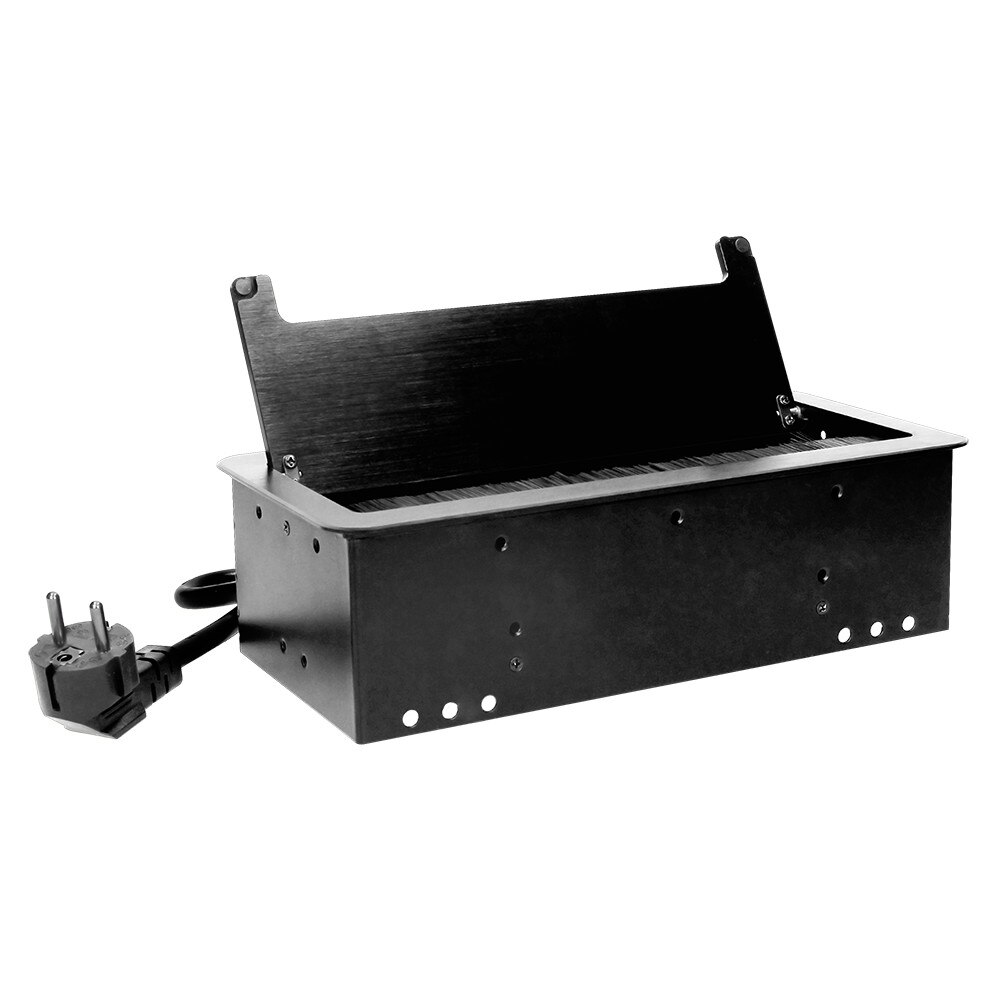 Priza schuko ORNO OR-AE-13125/B(GS), incastrabila, 230V, 2 x USB 2.1 A, 2 porturi LAN, 2500W, cablu 1.5 m, perie de praf, negru