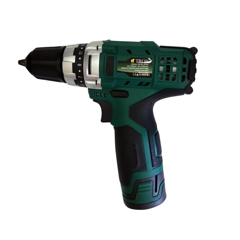 Masina de gaurit si insurubat cu doi acumulatori Troy T13122, 2x12 V, 1.5 Ah