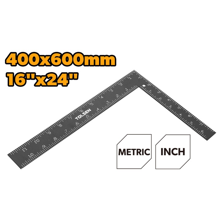 Vinclu TOLSEN 400x600mm (16"x24"), grosime 2.0mm, finisaj cu pulberi, ideal pentru masuratori si trasari precise in constructii, tamplarie si metalurgie