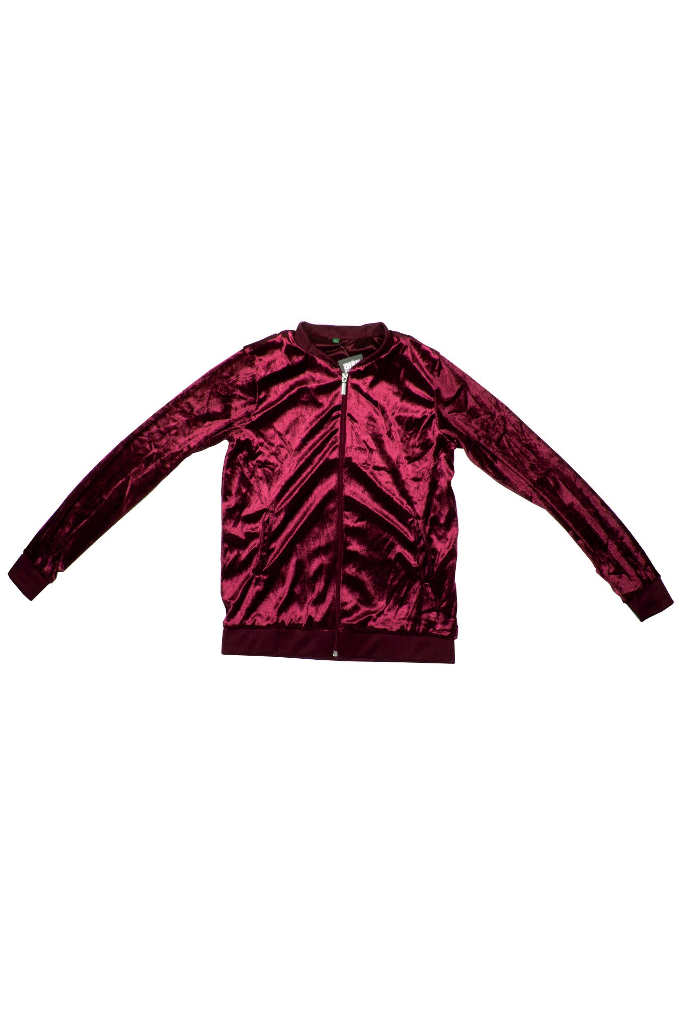 Jacheta pentru femei, velur, la baza gatului, cu fermoar, Grena