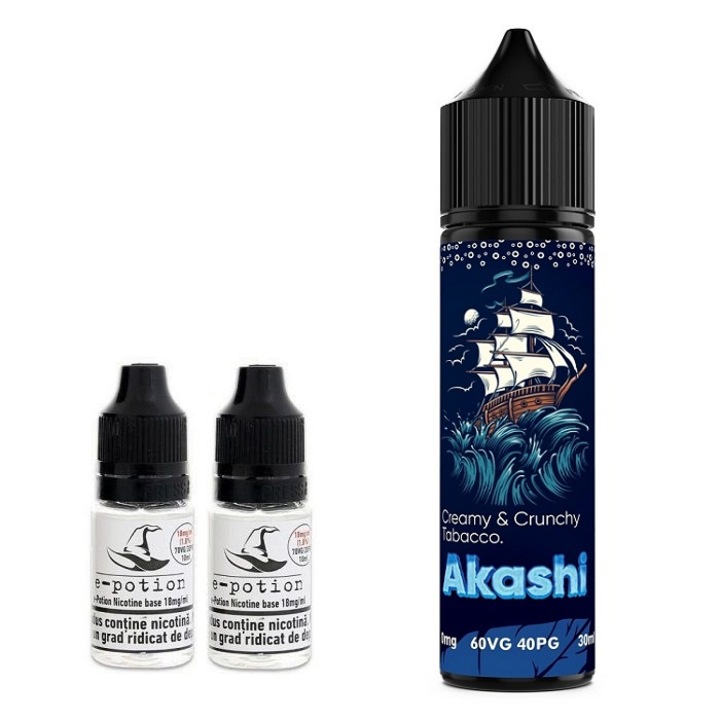 Pachet Lichid tigara electronica premium Akashi, 8mg/ml, 50ml cu nicotina, Lichid Tigara Electronica premium cu nicotina Smokemania Lichid tigara electronica