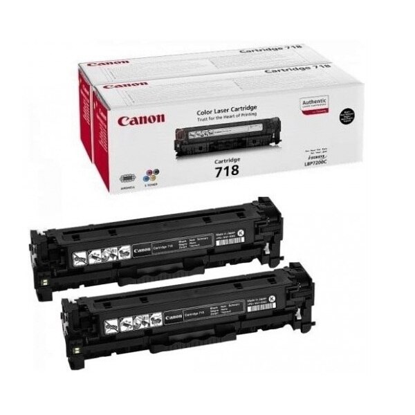 Set 2 buc. Toner Original Canon CRG-718BK, 2 X 3400 pagini, Negru, pt. Canon LBP 7200cdn, LBP 7210cdn, LBP 7660cdn, LBP 7680cx, MF 724cdw, MF 728cdw, MF 729cx, MF 8330cdn, MF 8340cdn, MF 8350cdn, MF 8360cdn, MF 8380cdw, MF 8540cdn, MF 8550cdn, MF 8580cdw