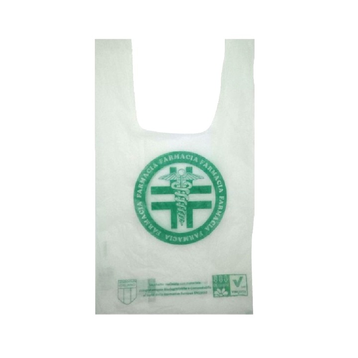 Pungi biodegradabile tip maieu BIO model FARMACIE, 40 cm x 24 cm, 3 kg, set 2000 buc