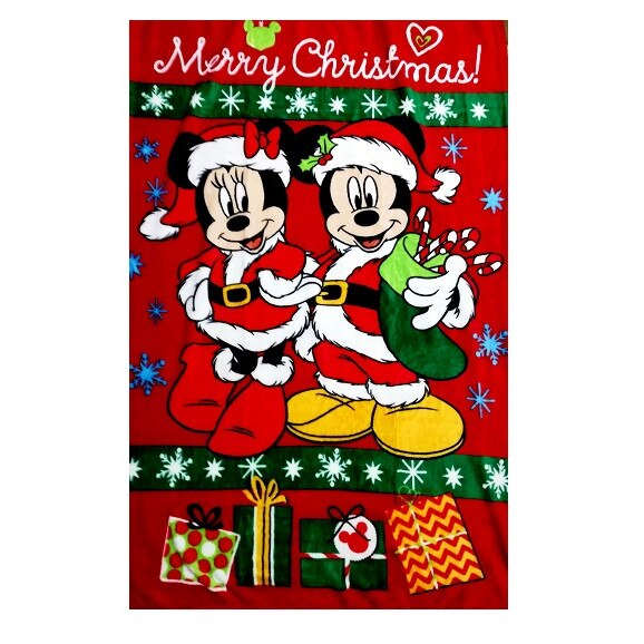 Paturica bebe cocolino , model Mickey si Minnie de Craciun, 100x140 cm