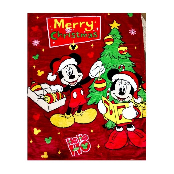 Paturica bebe cocolino , model Mickey si Minnie de Craciun, 75x100 cm