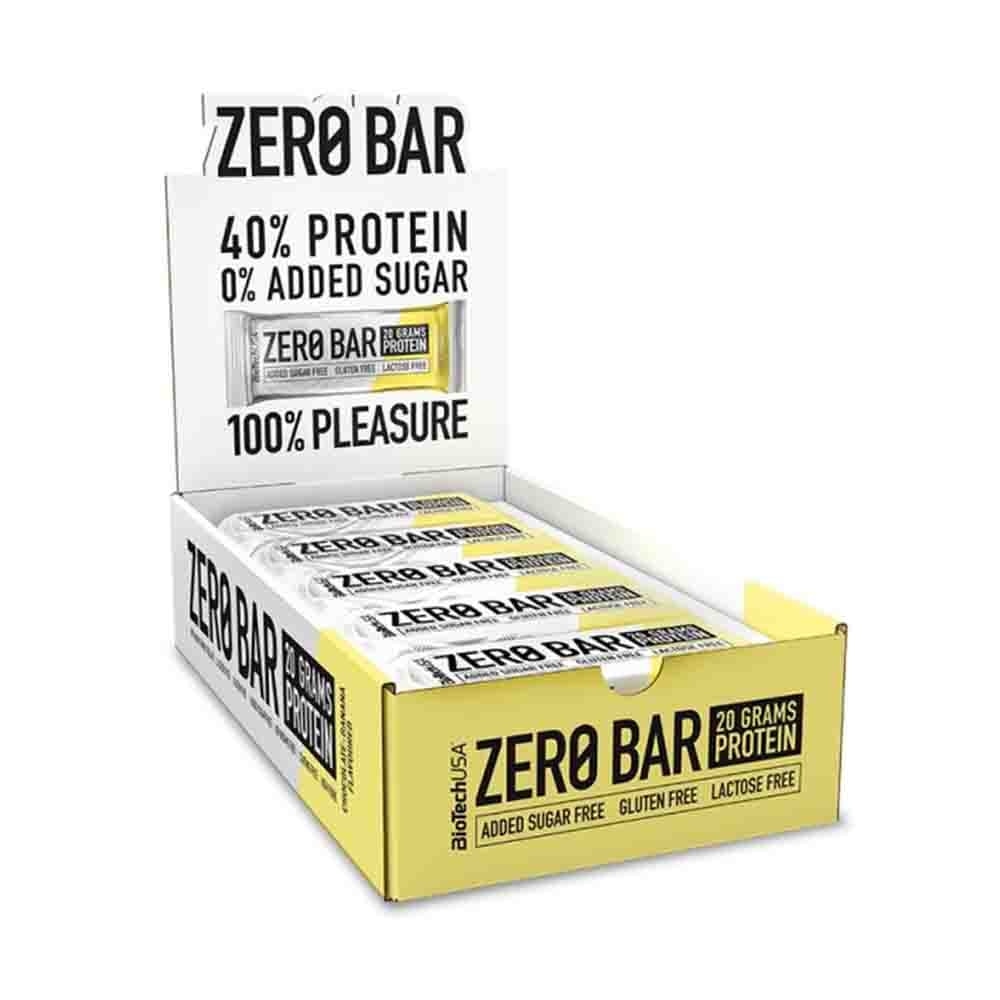 Batoane proteice fara zahar, Zero Bar Protein, BioTechUSA, Set de 20 de batoane, Aroma Ciocolata si banane Chocolate Banana