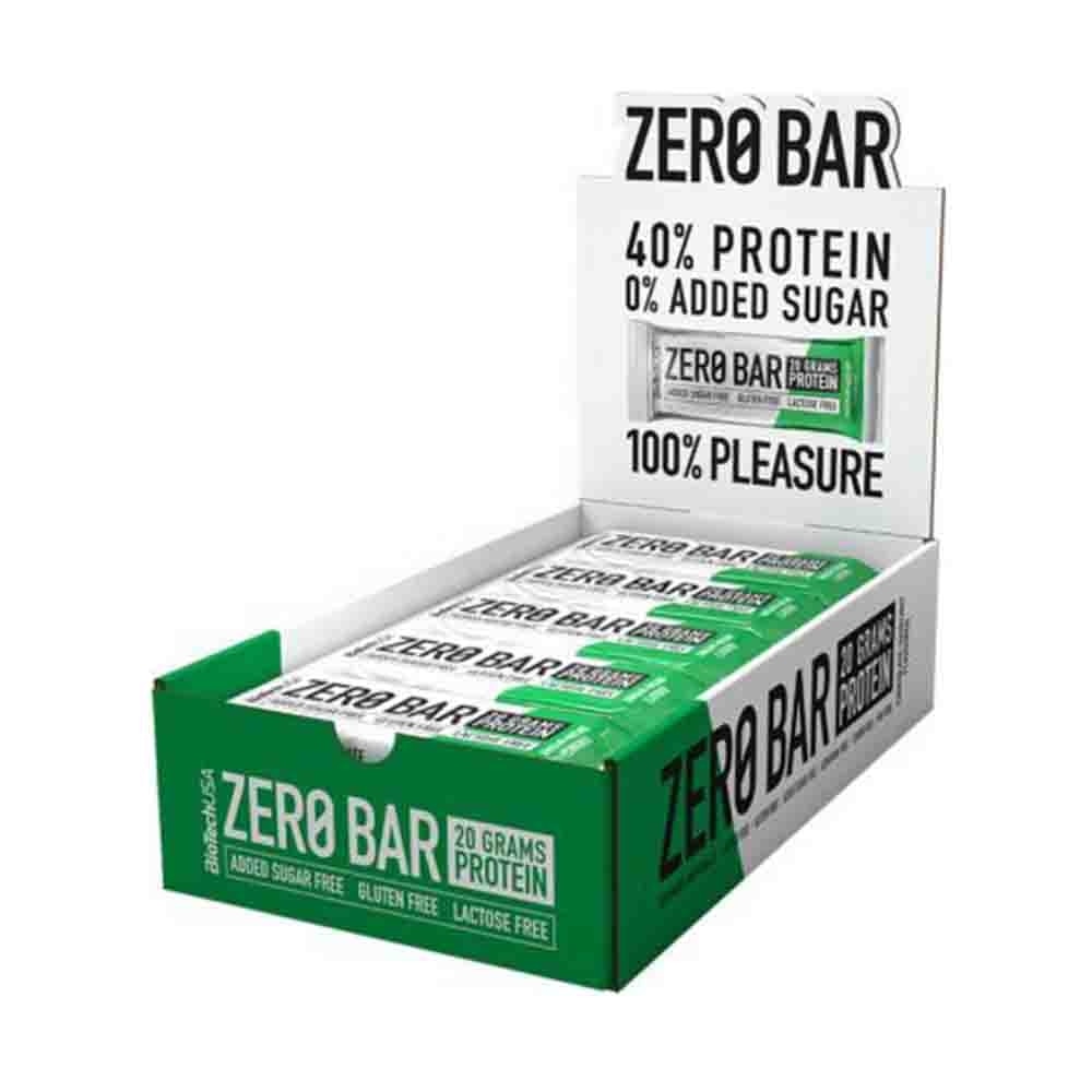 Batoane proteice fara zahar, Zero Bar Protein, BioTechUSA, Set de 20 de batoane, Aroma Ciocolata si anule de padure Chocolate-Hazelnut