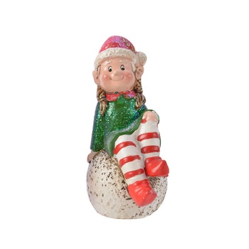 Figurina spiridus pe bulgare, fetita, dimensiune 6x13 cm Figurina spiridus pe bulgare, fetita, dimensiune 6x13 cm