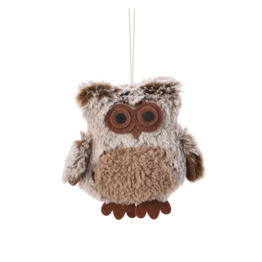 Figurina de plus, bufnita cu agatatoare, dimensiune 13 cm