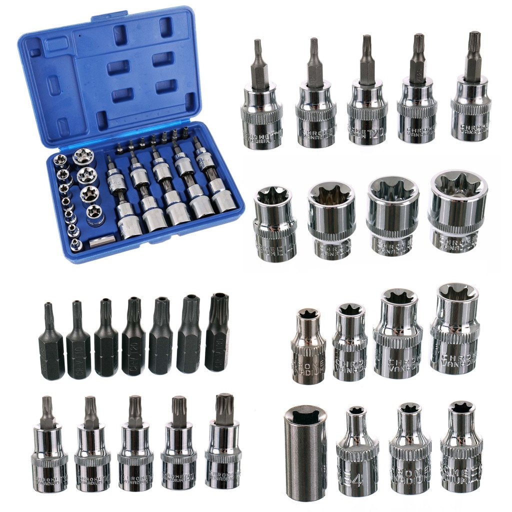 Trusa 29 piese chei tubulare torx si capete biti torx JC1533
