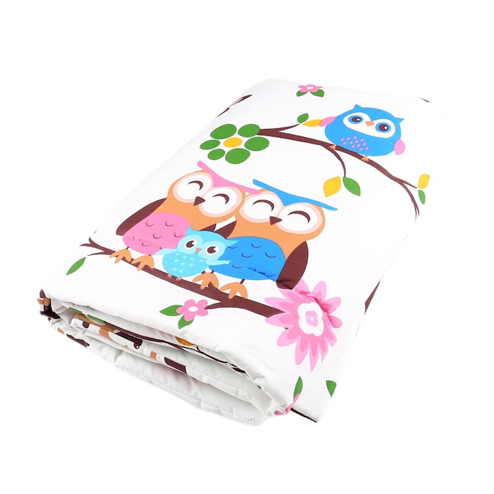 Pilota Balticbebe Alb/albastru, Bumbac, Fete, Bufnita, Fara inchidere - 70x90x3 cm, 0 +