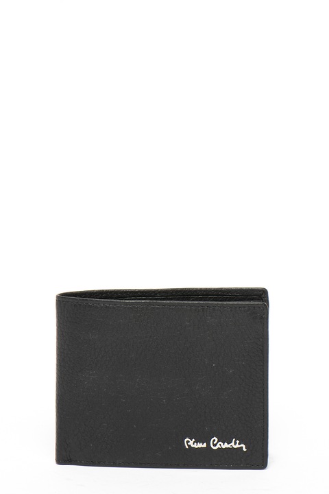 Pierre Cardin, Portofel pliabil din piele cu aplicatie logo, Negru