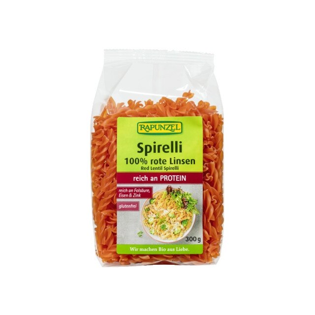Spirelli din linte rosie Fara Gluten Bio Rapunzel 300 g
