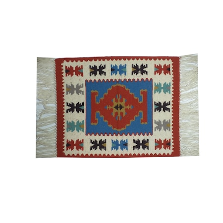 Covor tesut manual din lana 100% cu dimensiune 45 x 55 cm