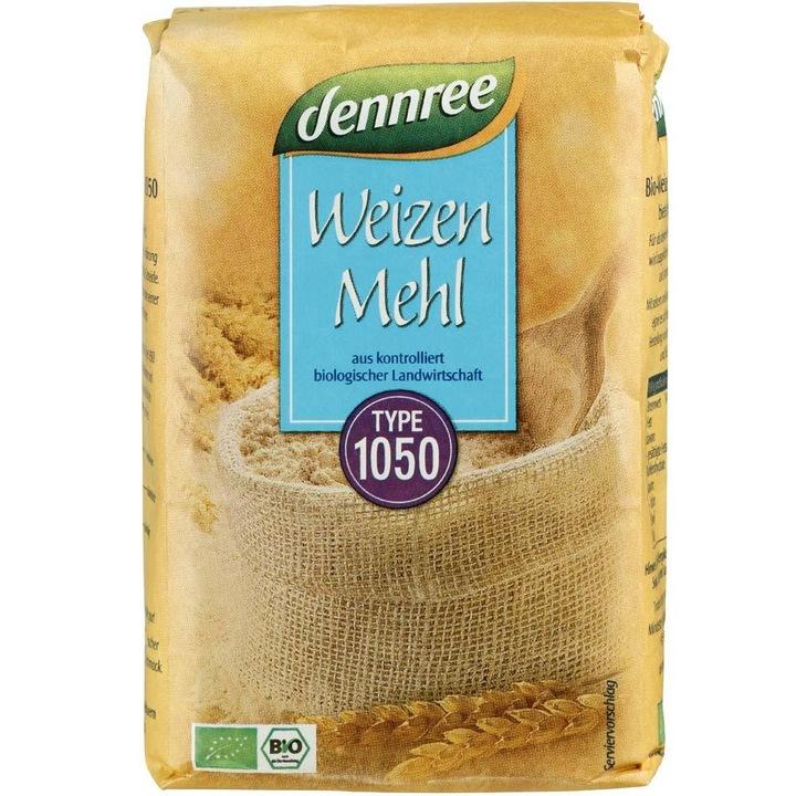 Faina neagra de grau tip 1050 bio, 1kg, Dennree