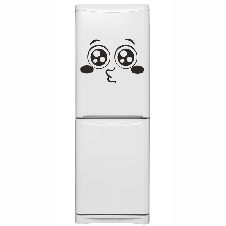Sticker decorativ modern, Pentru bucatarie si frigider sau camera copilului, pupic, Love, Smiley, emoji, Negru, 40 x 33 cm