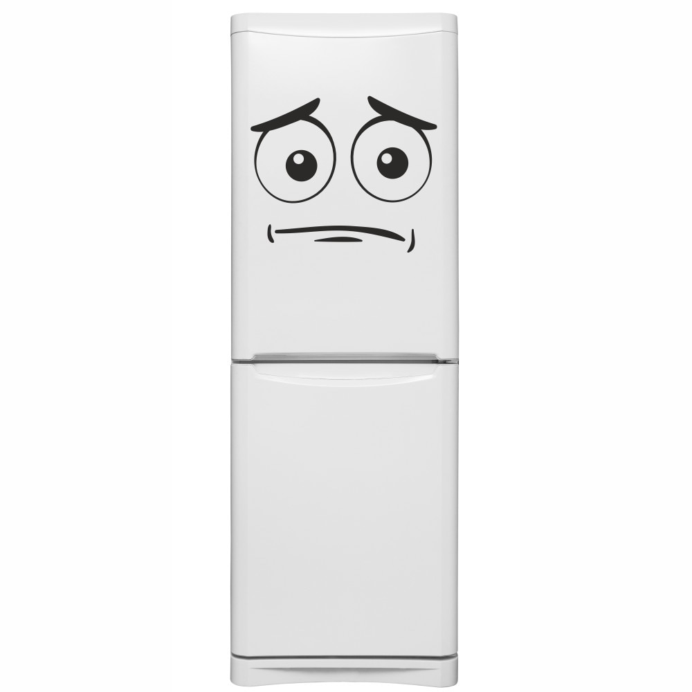 Sticker decorativ modern, Pentru bucatarie si frigider sau camera copilului, fata trista, Smiley, emoji, Negru, 40 x 33 cm