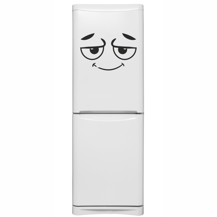 Sticker decorativ modern, Pentru bucatarie si frigider, fata smechera, Smiley, emoji, Negru, 40 x 26 cm