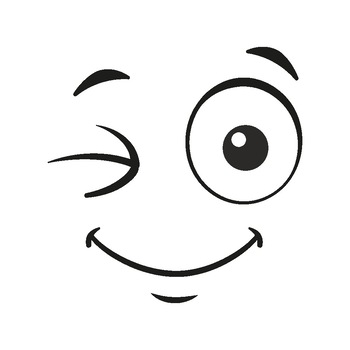 Sticker decorativ modern, Pentru bucatarie si frigider, fata zambitoare care face cu ochiul, Smiley, Negru, 40 x 40 cm Sticker decorativ modern, Pentru bucatarie si frigider, fata zambitoare care face cu ochiul, Smiley, Negru, 40 x 40 cm