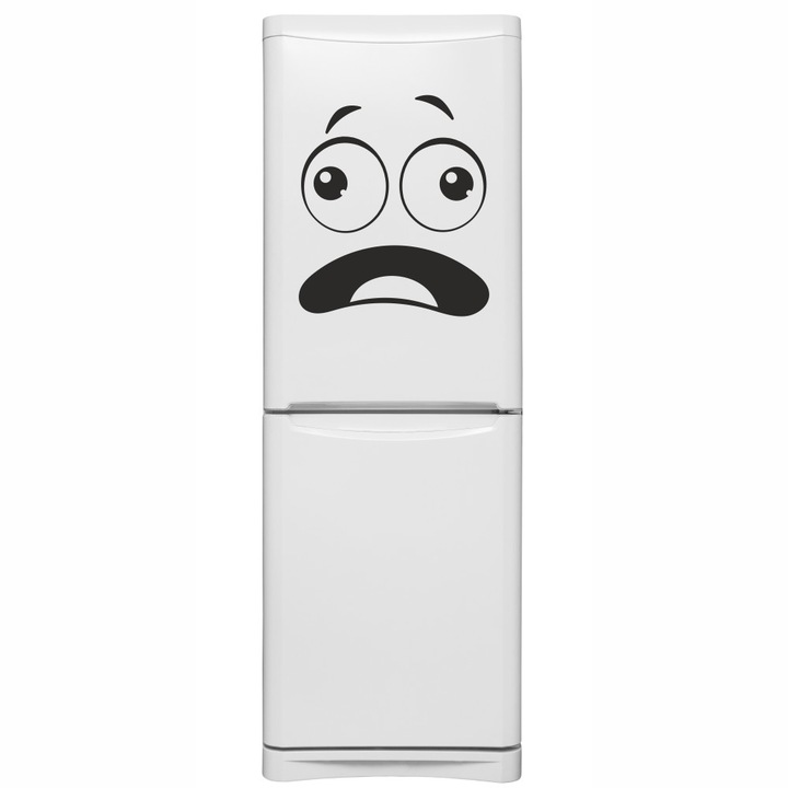 Sticker decorativ modern, Pentru bucatarie si frigider, fata trista, Smiley, Negru, 35 x 40 cm