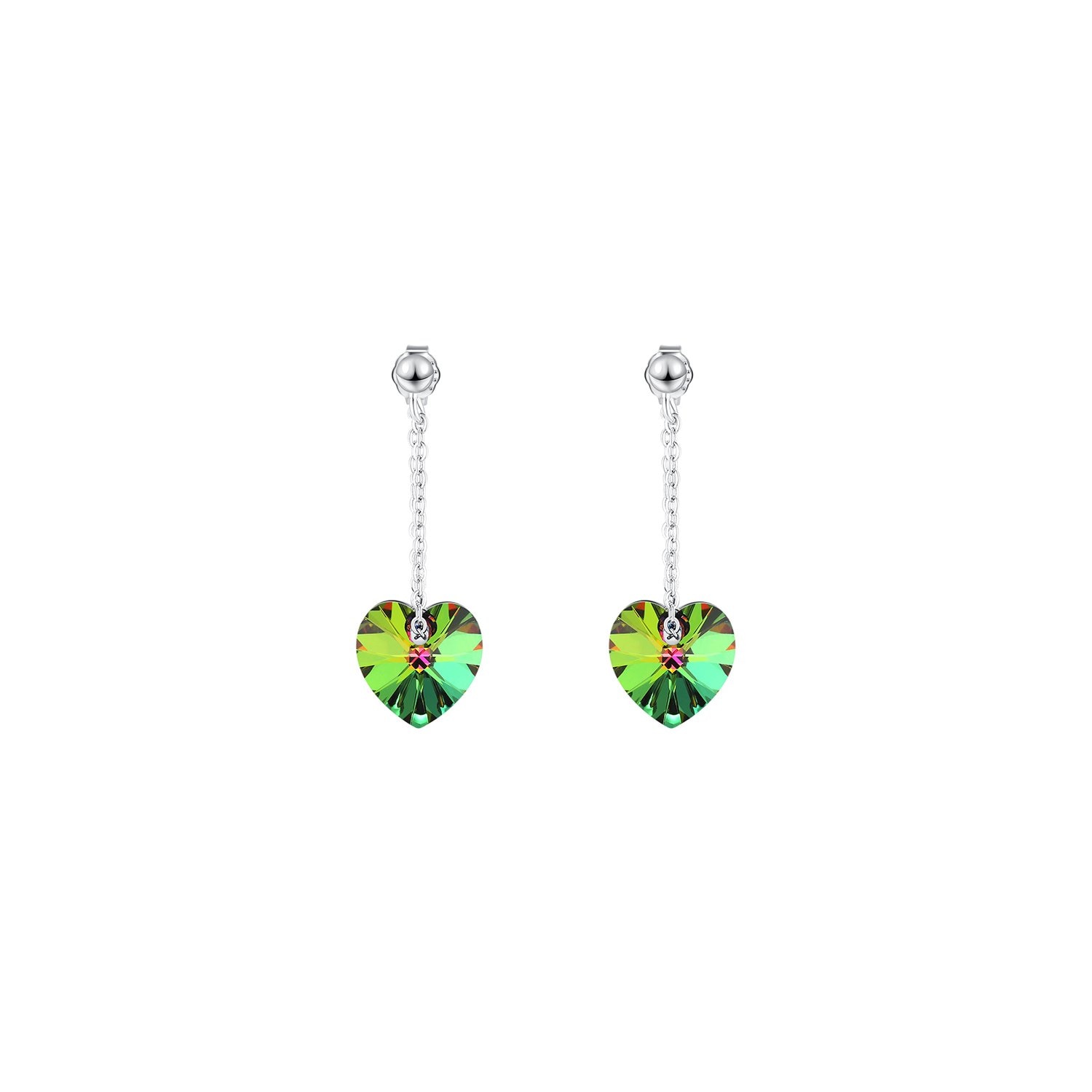 Cercei din argint cu cristale Swarovski Vitrail Medium Crystal Hearts