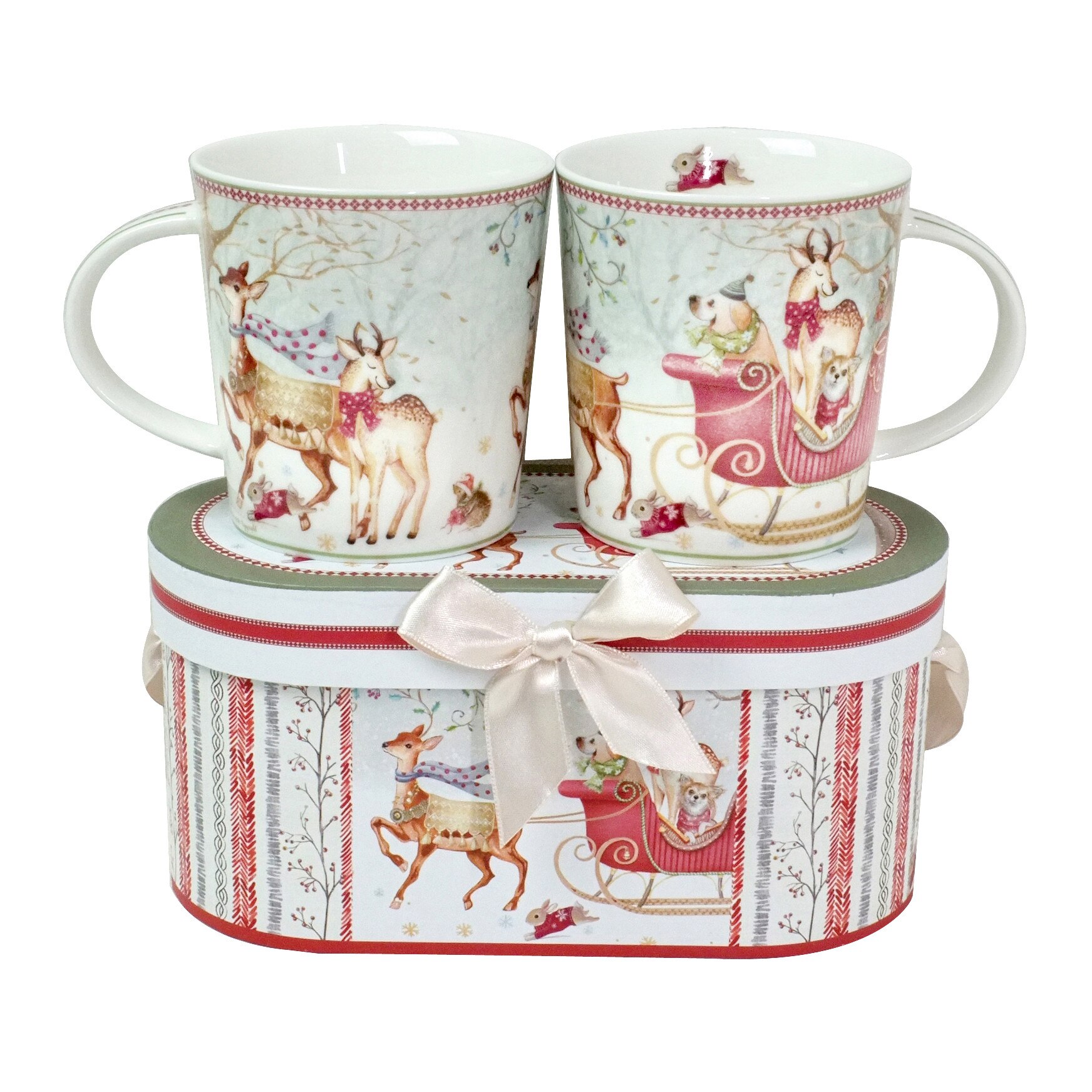 Set 2 Cani Portelan Bobo R2125T/N D322, Craciun, 300ml