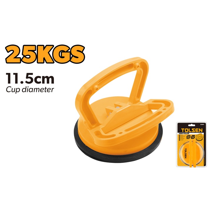 Ventuza simpla TOLSEN pentru parbrize si geamuri, capacitate 25 kg, cupa de aspirare Ø115 mm, corp din plastic durabil, ideala pentru montaj si manipulare sticla