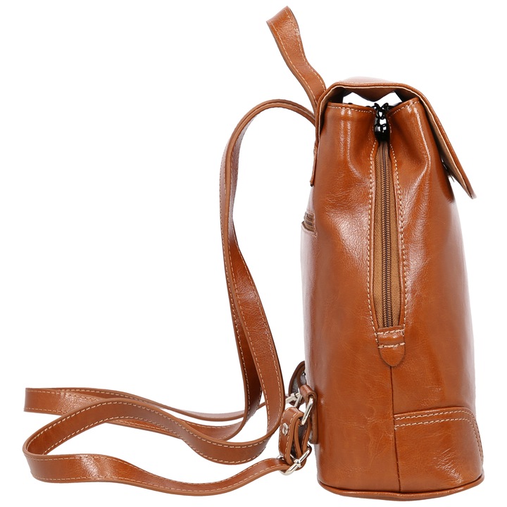 Rucsac de dama din piele fina tabac, MAGAZINUL DE GENTI, model 97