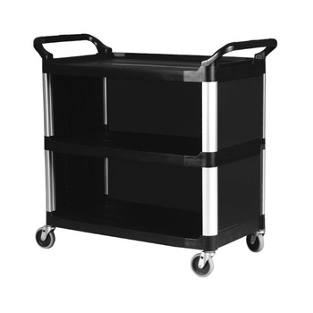 Carucior servire,debarasare multifunctional RAKI cu usi si 3 nivele BLACK LARGE 102x50x96cm Carucior servire,debarasare multifunctional RAKI cu usi si 3 nivele BLACK LARGE 102x50x96cm
