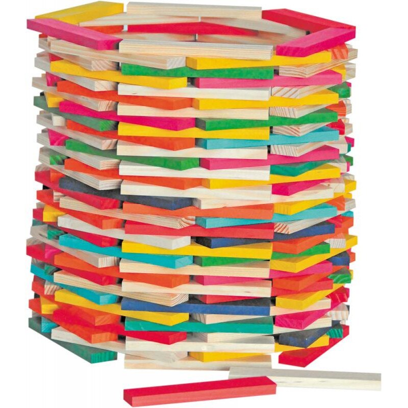 Cuburi de construit colorate din lemn, 200 bucati Simona, Woodyland