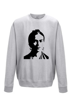 Pulover dama din bumbac 80%, poliester 20%, MAYKA, model Frida black and white, Gri Pulover dama din bumbac 80%, poliester 20%, MAYKA, model Frida black and white, Gri