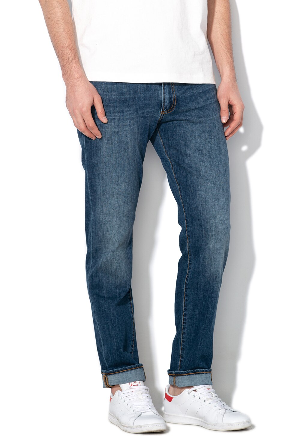 GAP, Blugi slim fit cu aspect decolorat 000495666, Bleumarin/Albastru inchis/Alb, W31-L32