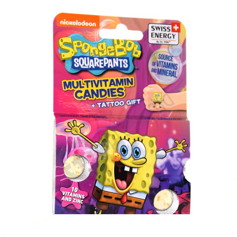 Tablete Dextroza, Swiss Energy, Sponge Bob, 12 folii + Tatuaj Cadou