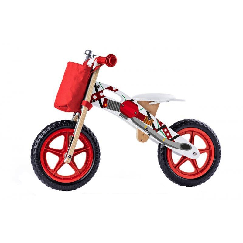 Bicicleta fara pedale din lemn Woodyland, rosu