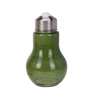 Lampa de sticla, forma bec, verde, 20LED, 31cm Lampa de sticla, forma bec, verde, 20LED, 31cm