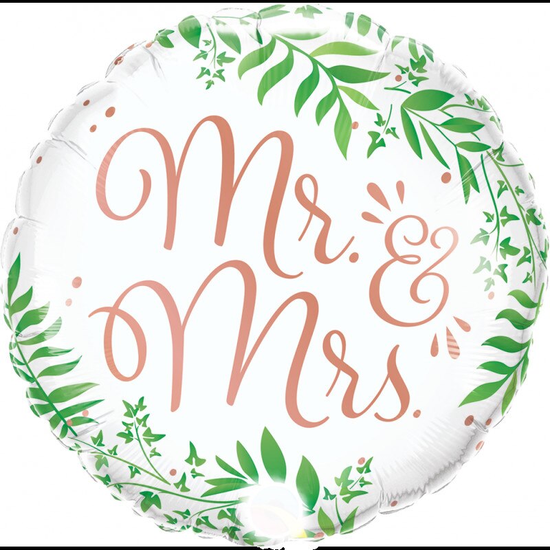 Balon Folie 45 cm Mr. & Mrs. Elegant Greenery, Qualatex 10402