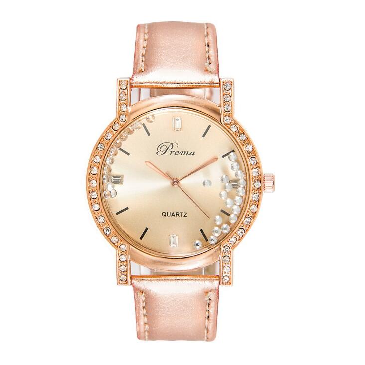 Ceas dama casual, elegant Quartz Prema model Premium P262, curea piele, afisaj analog, rose gold