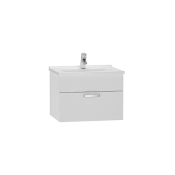 Set mobilier Vitra S50, dulap baza cu 1 sertar alb lucios, sifon si lavoar 60cm Set mobilier Vitra S50, dulap baza cu 1 sertar alb lucios, sifon si lavoar 60cm