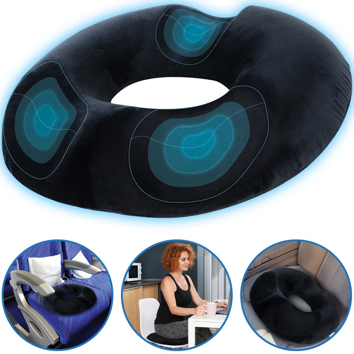 Perna colac antiescara, pentru hemoroizi, epiziotomie, Suporto®️ Donut Culoare Negru