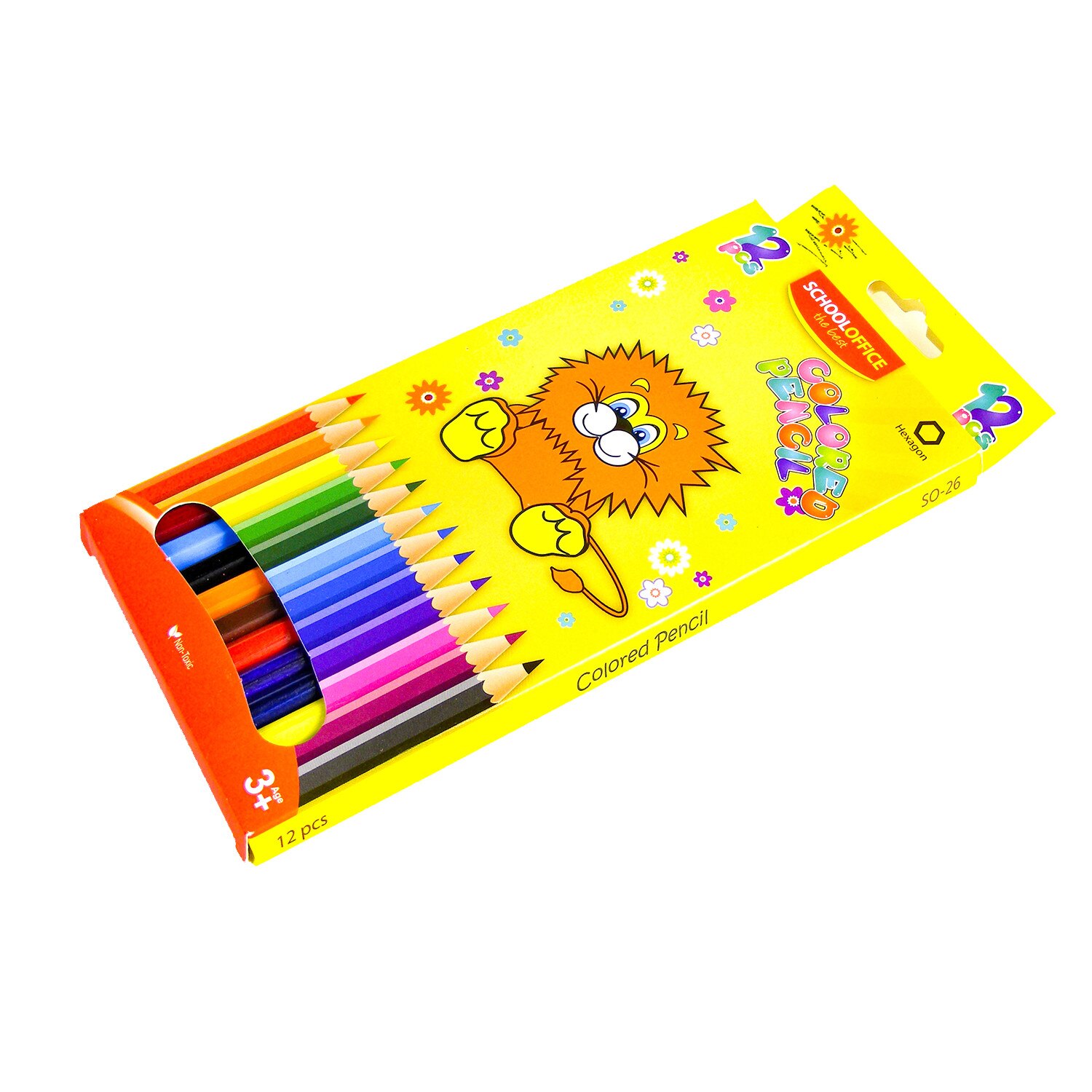 Creioane colorate lungi, 12 culori