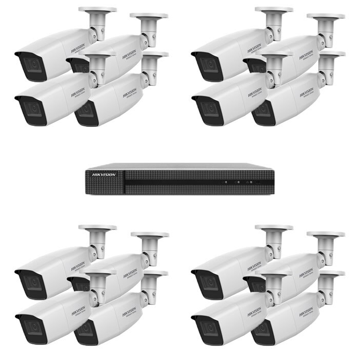 Kit sistem supraveghere HiWatch DVR UltraHD H.265 Pro + 16 camere TurboHD 4 MP exterior