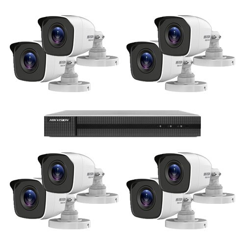 Kit sistem supraveghere HiWatch DVR UltraHD H.265 Pro + 8 camere TurboHD 1 MP exterior